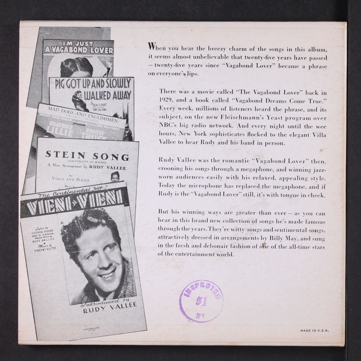 songs of a vagabond lover by RUDY VALLEE