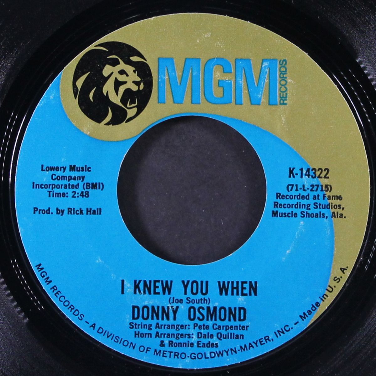 i knew you when / hey girl by DONNY OSMOND