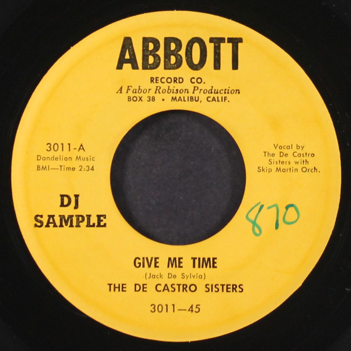 give me time / too late now by DE CASTRO SISTERS