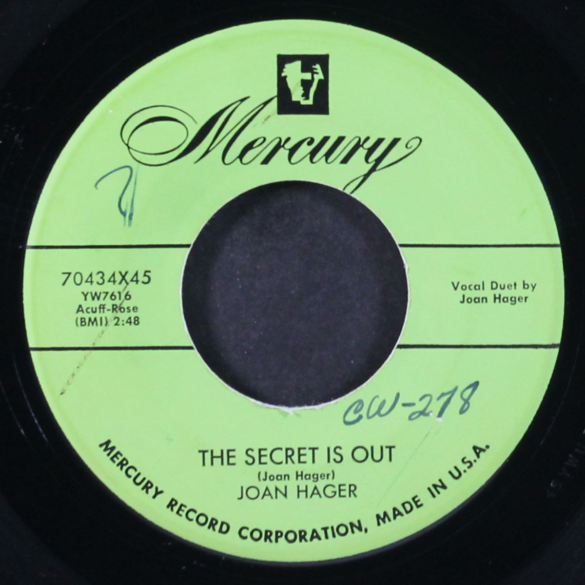 the secret is out / you want more of me by JOAN HAGER