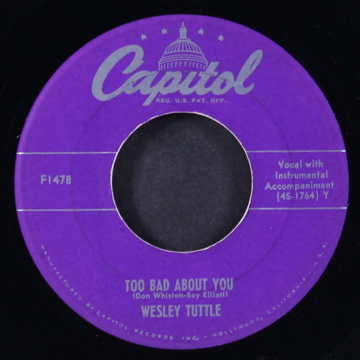 too bad about you / before i'm through by WESLEY TUTTLE