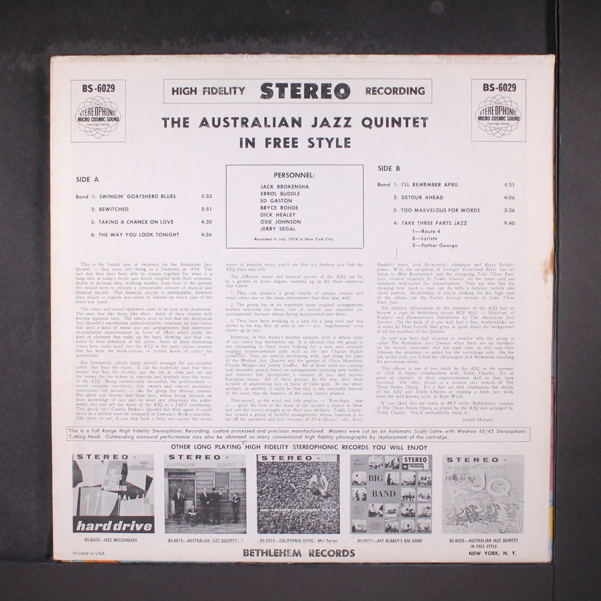 in free style by AUSTRALIAN JAZZ QUINTET