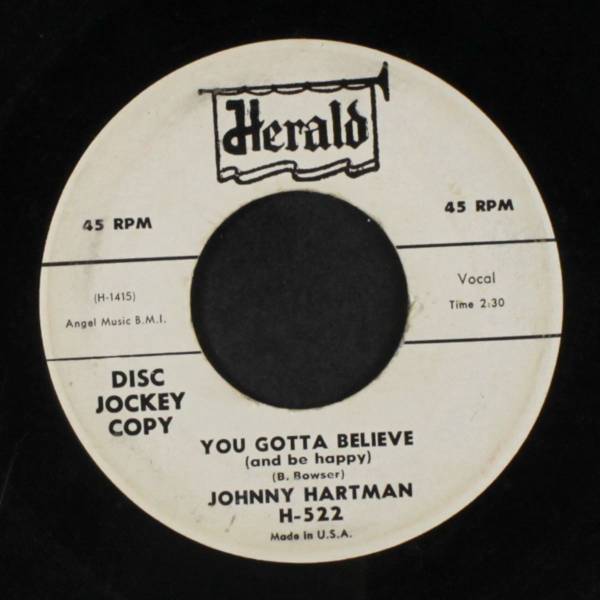 no tears tomorrow / you gotta believe by JOHNNY HARTMAN