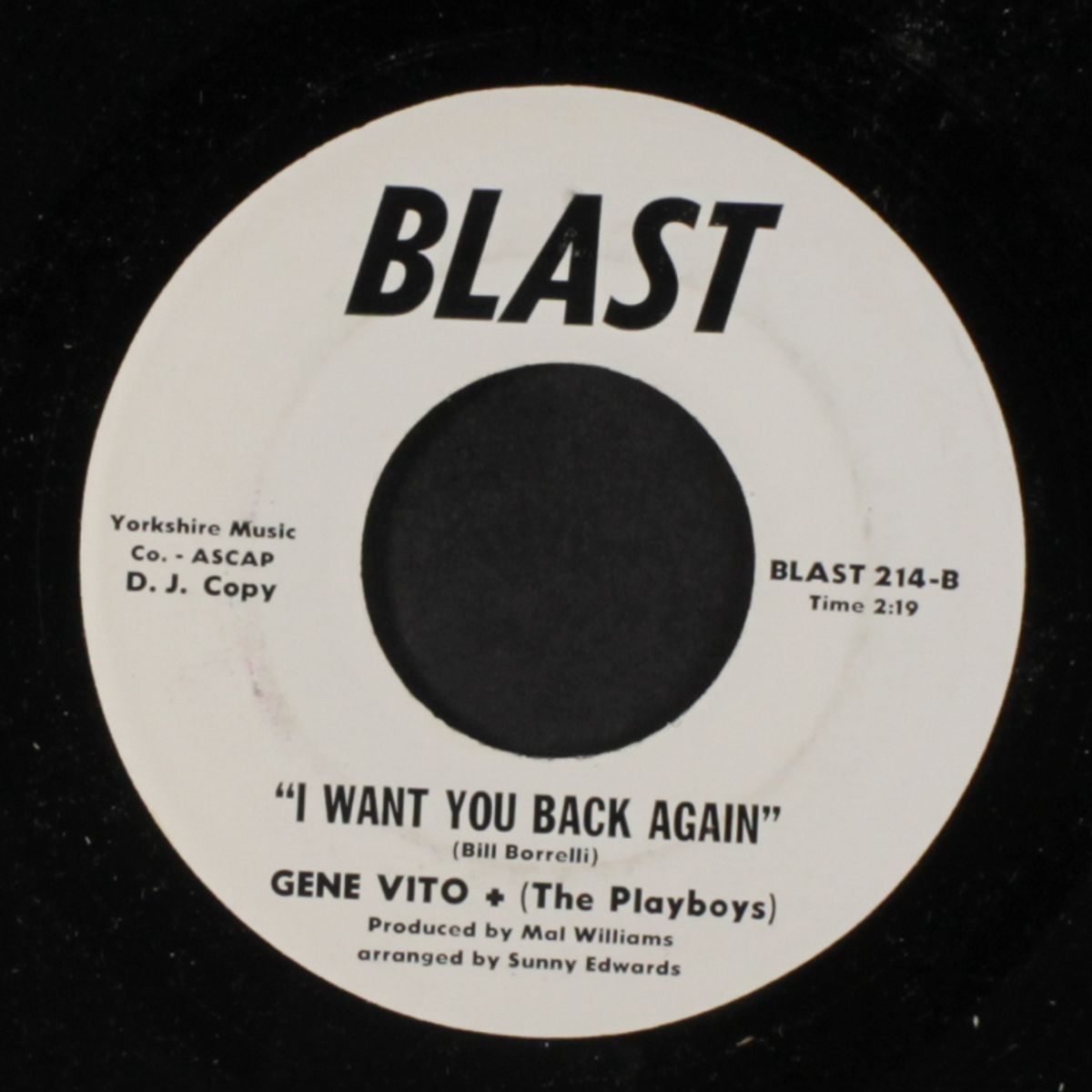 (i'm just a playboy / i want you back again) by GENE VITO & PLAYBOYS