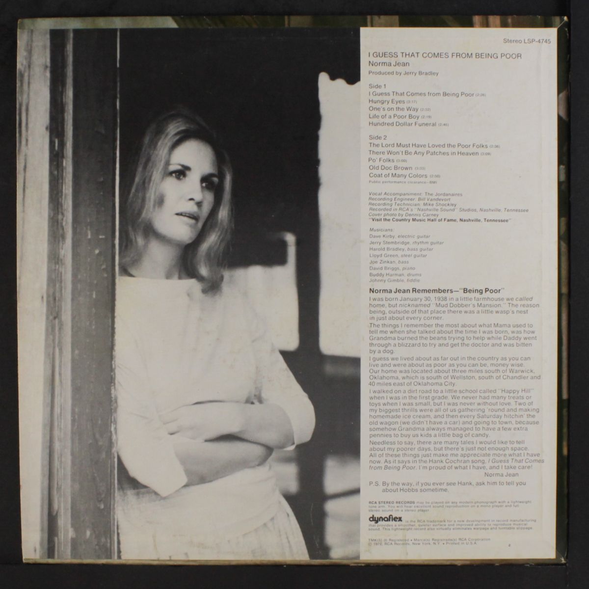 i guess that comes from being poor by NORMA JEAN