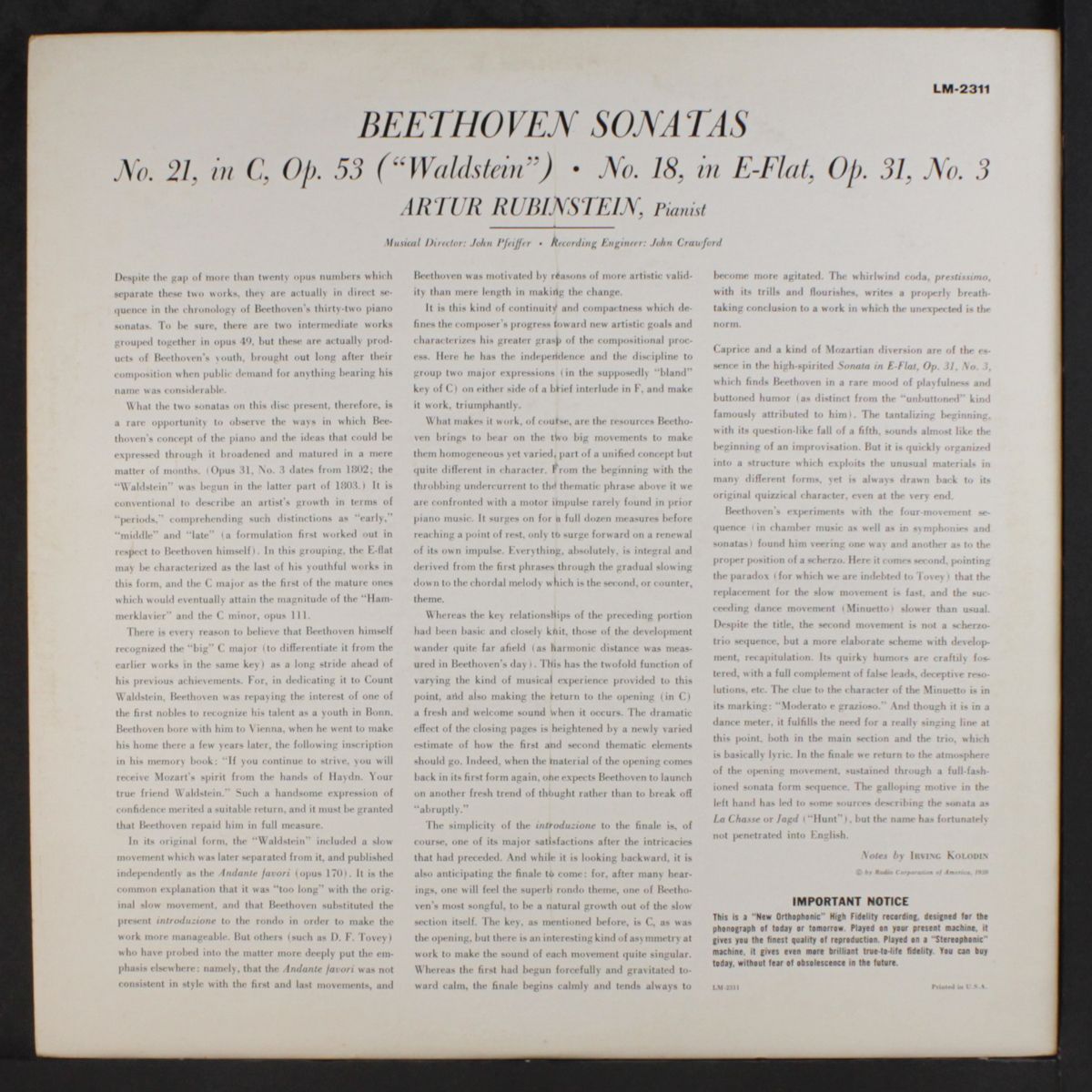 beethoven sonatas by ARTUR RUBINSTEIN
