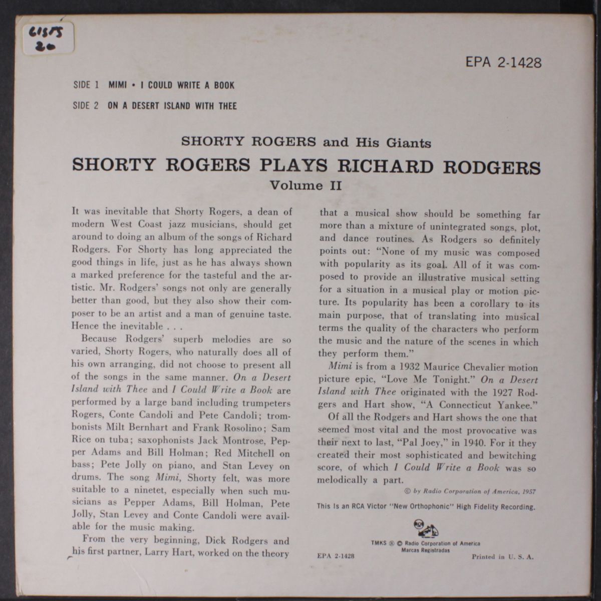 plays richard rogers vol 2 by SHORTY ROGERS