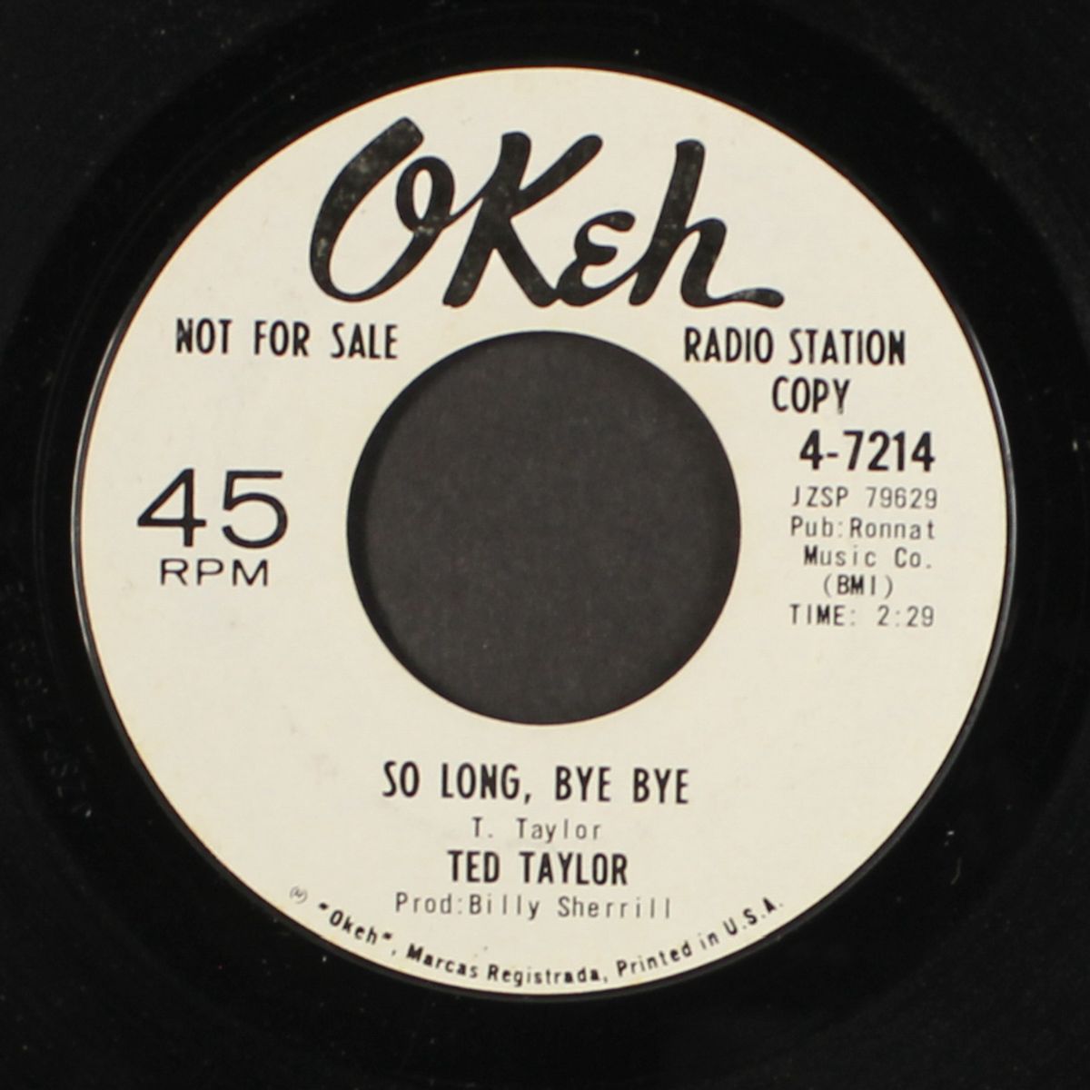 so long, bye bye / i love you, yes i do by TED TAYLOR