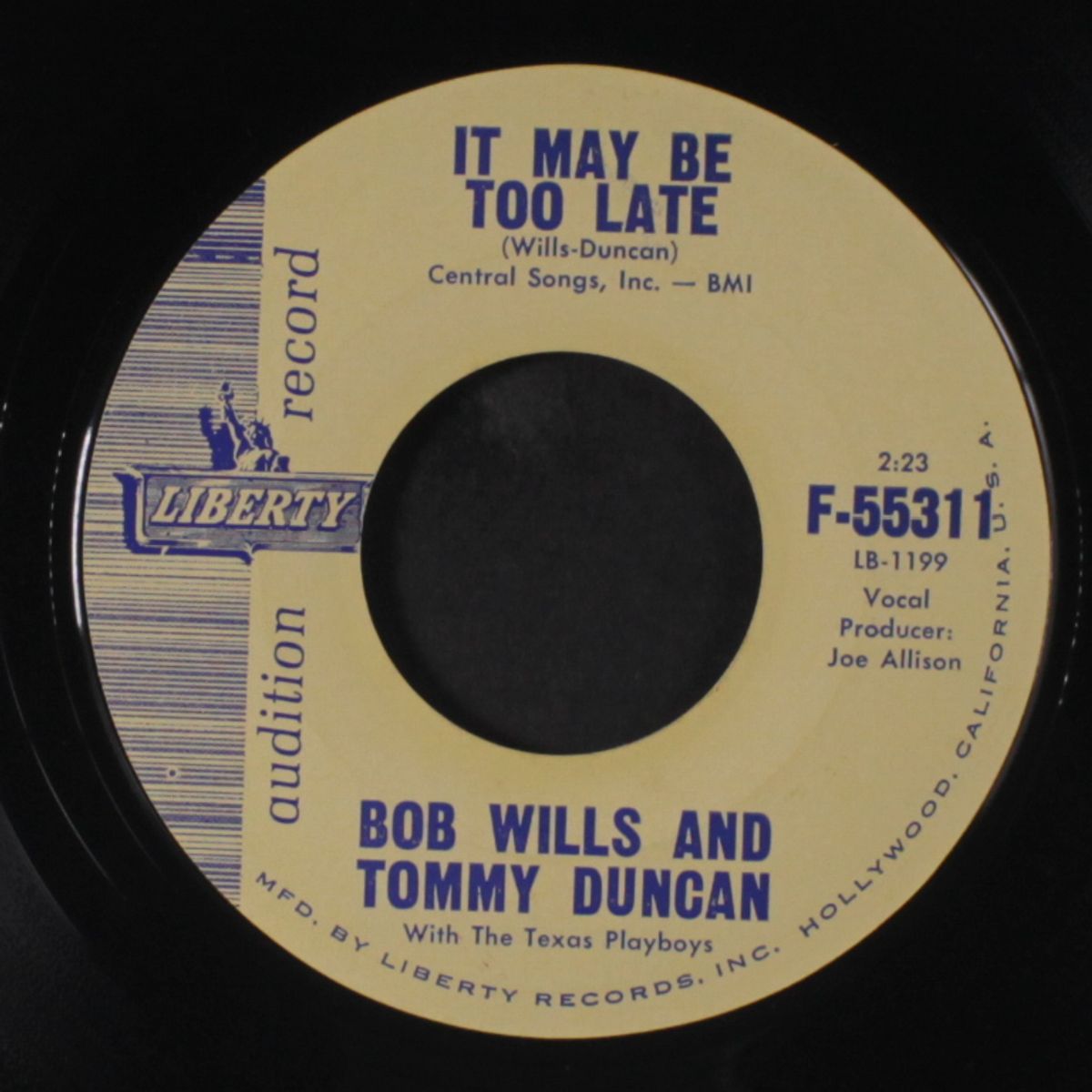 it may be too late / after all by BOB WILLS & TAMMY DUNCAN