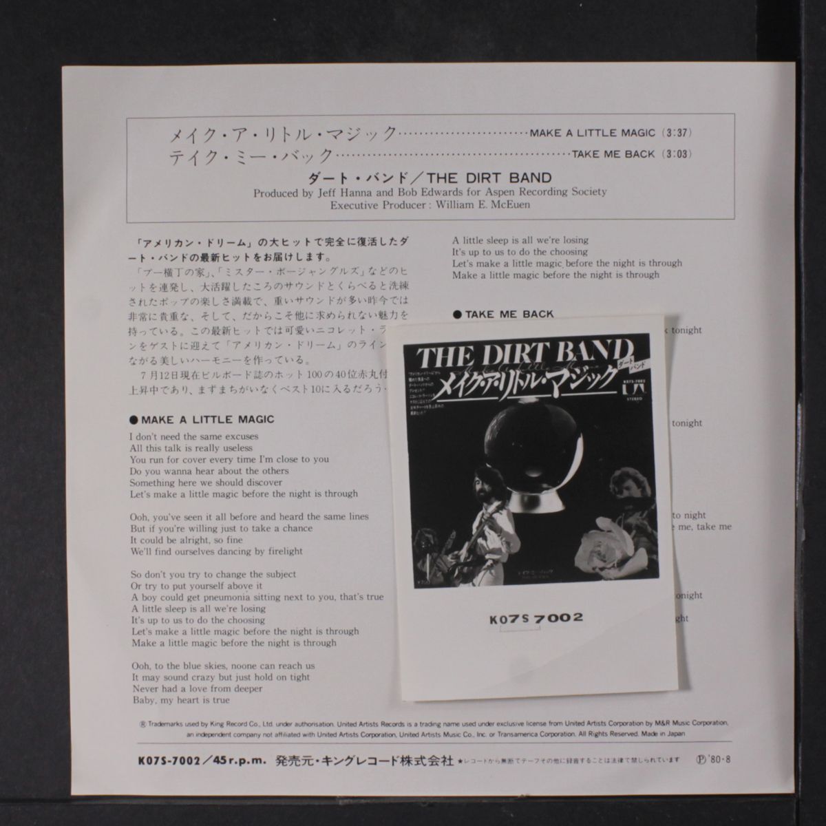 make a little magic / take me back by DIRT BAND