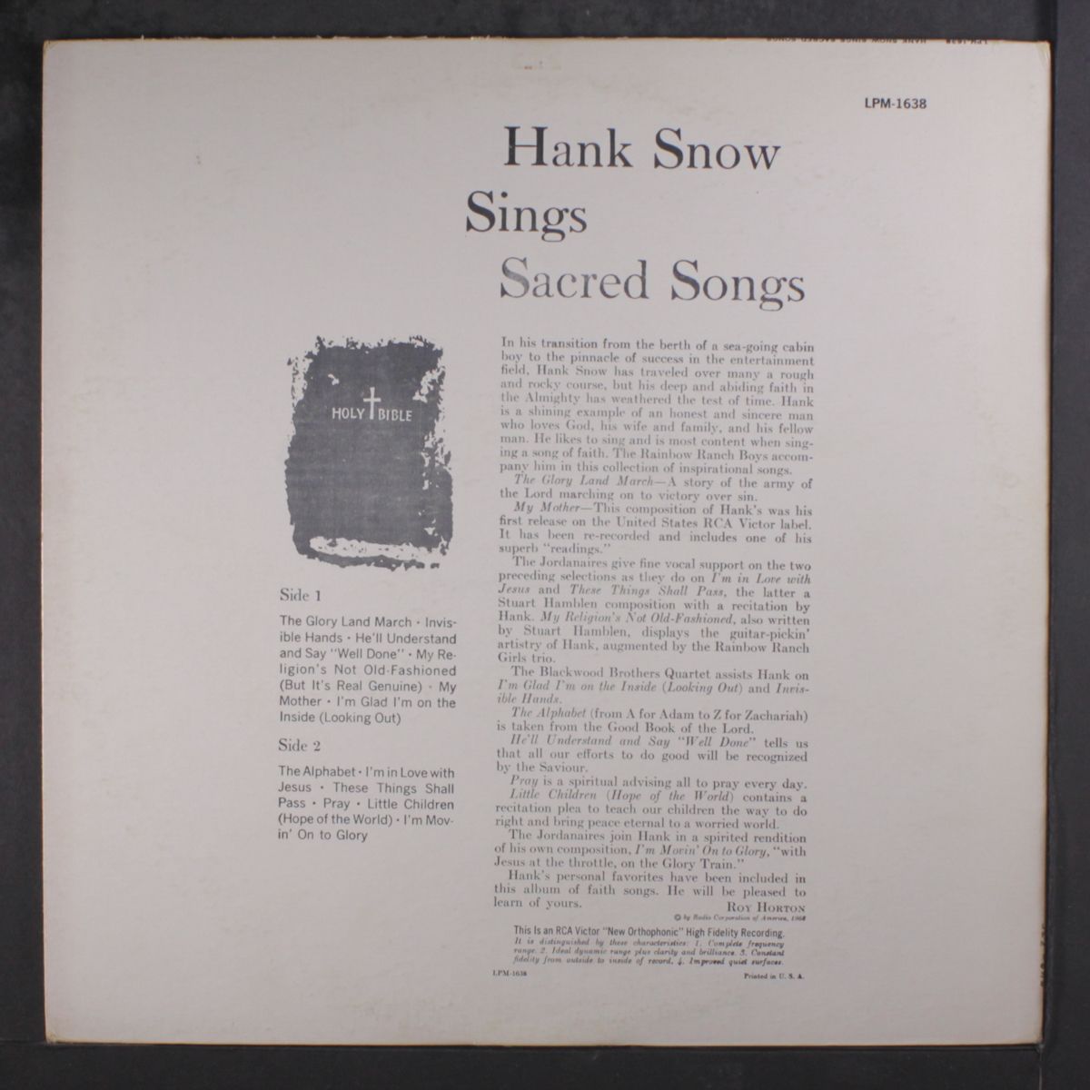 sings sacred songs by HANK SNOW