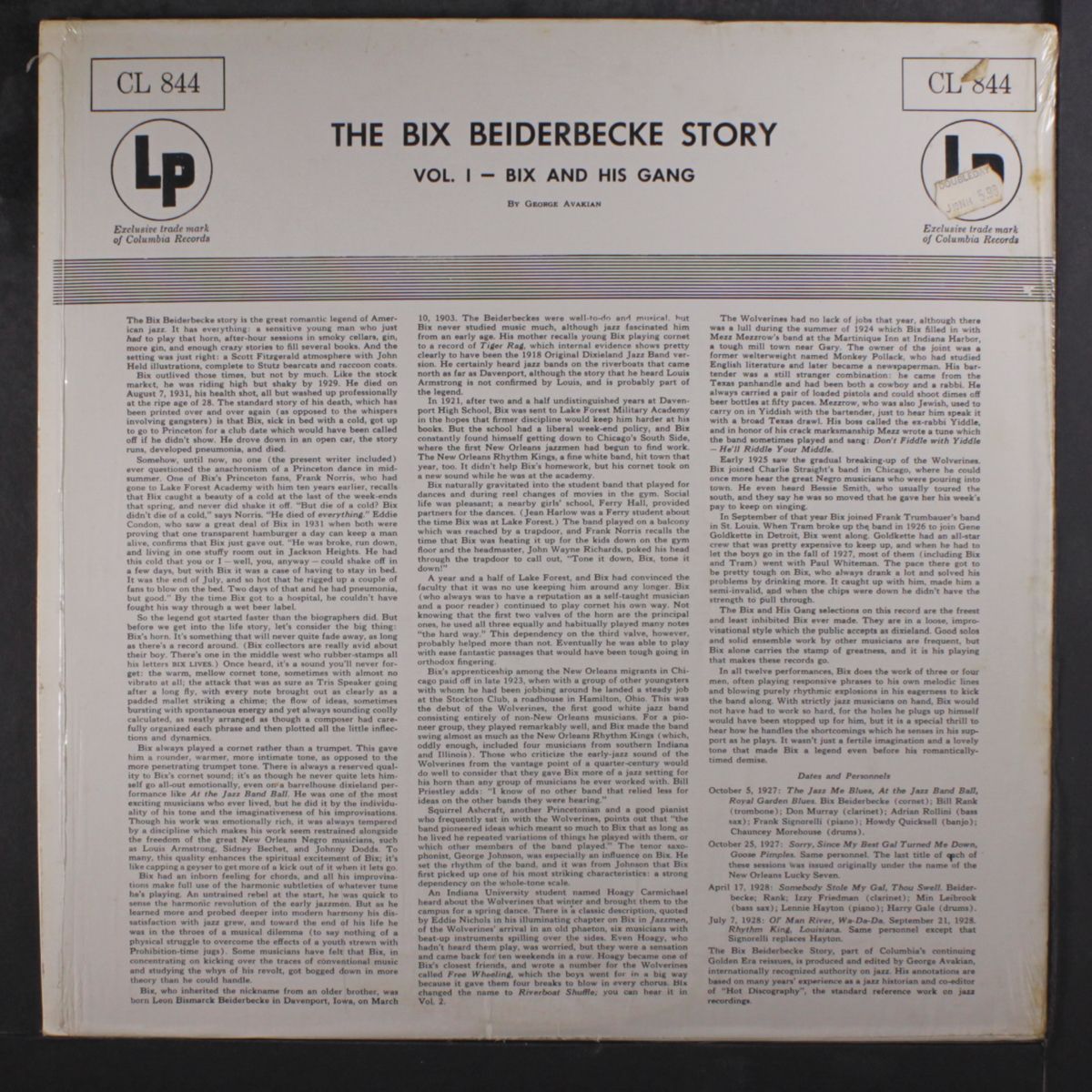 story, vol. 1; bix and his gang by BIX BEIDERBECKE