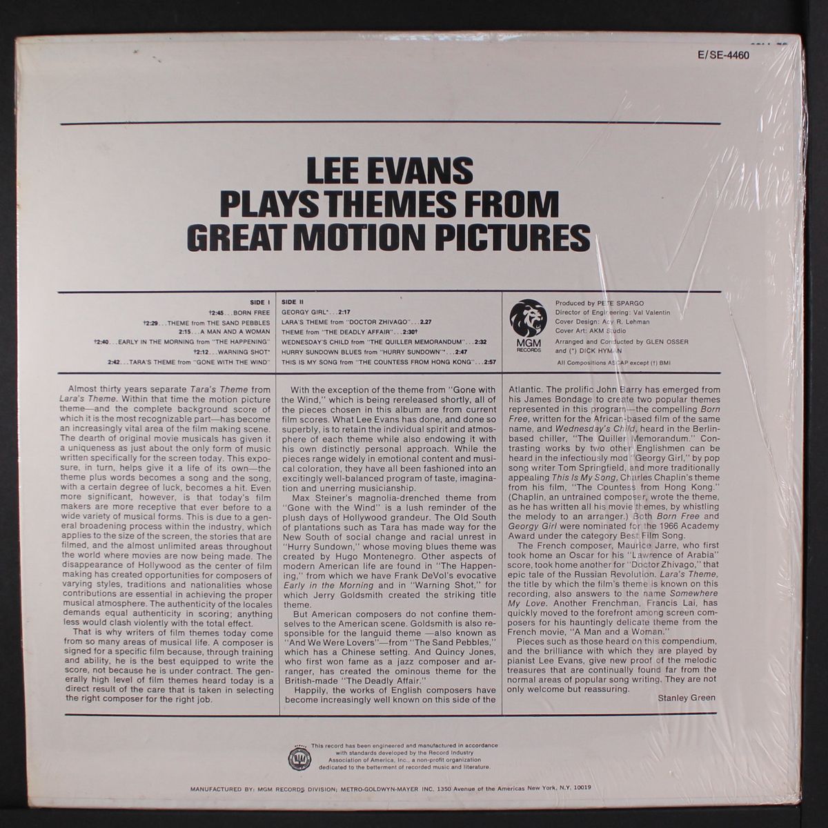 plays themes from great motion pictures by LEE EVANS
