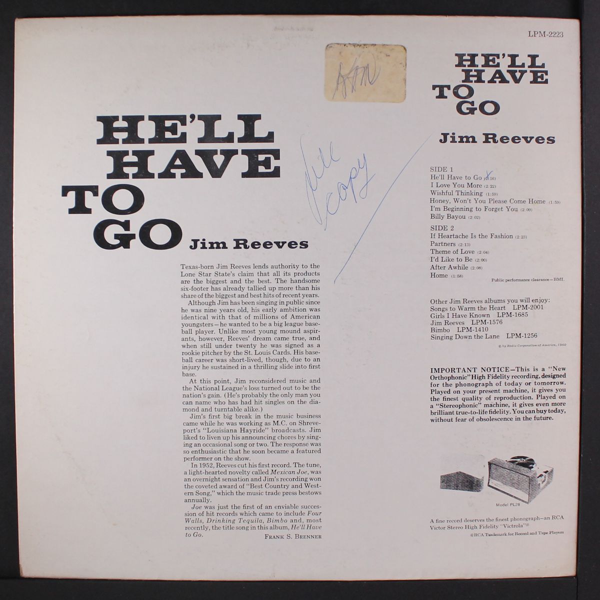 he'll have to go by JIM REEVES