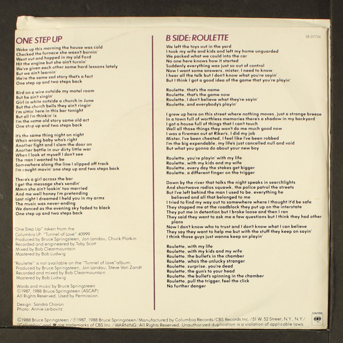 one step up by BRUCE SPRINGSTEEN
