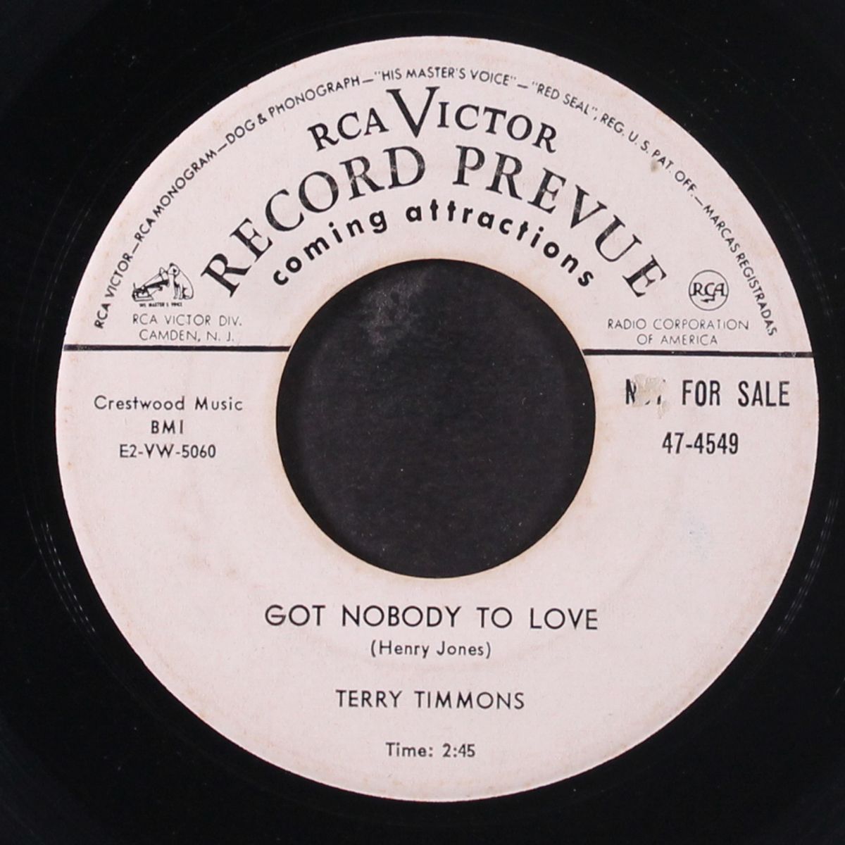 got nobody to love / i shouldn't have to cry over you by TERRY TIMMONS