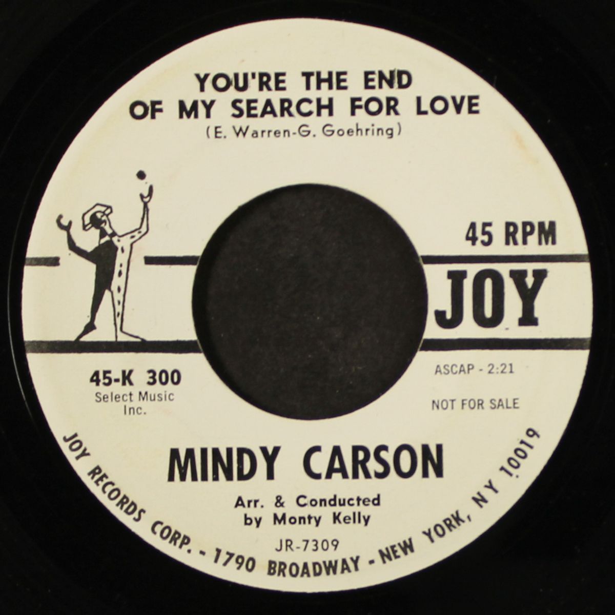 you're the end of my search for love / a little love by MINDY CARSON