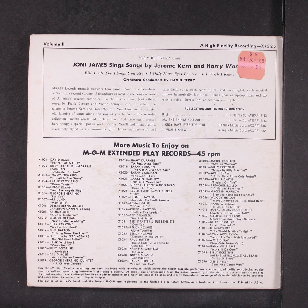 sings songs by jerome kern vol. 2 by JONI JAMES