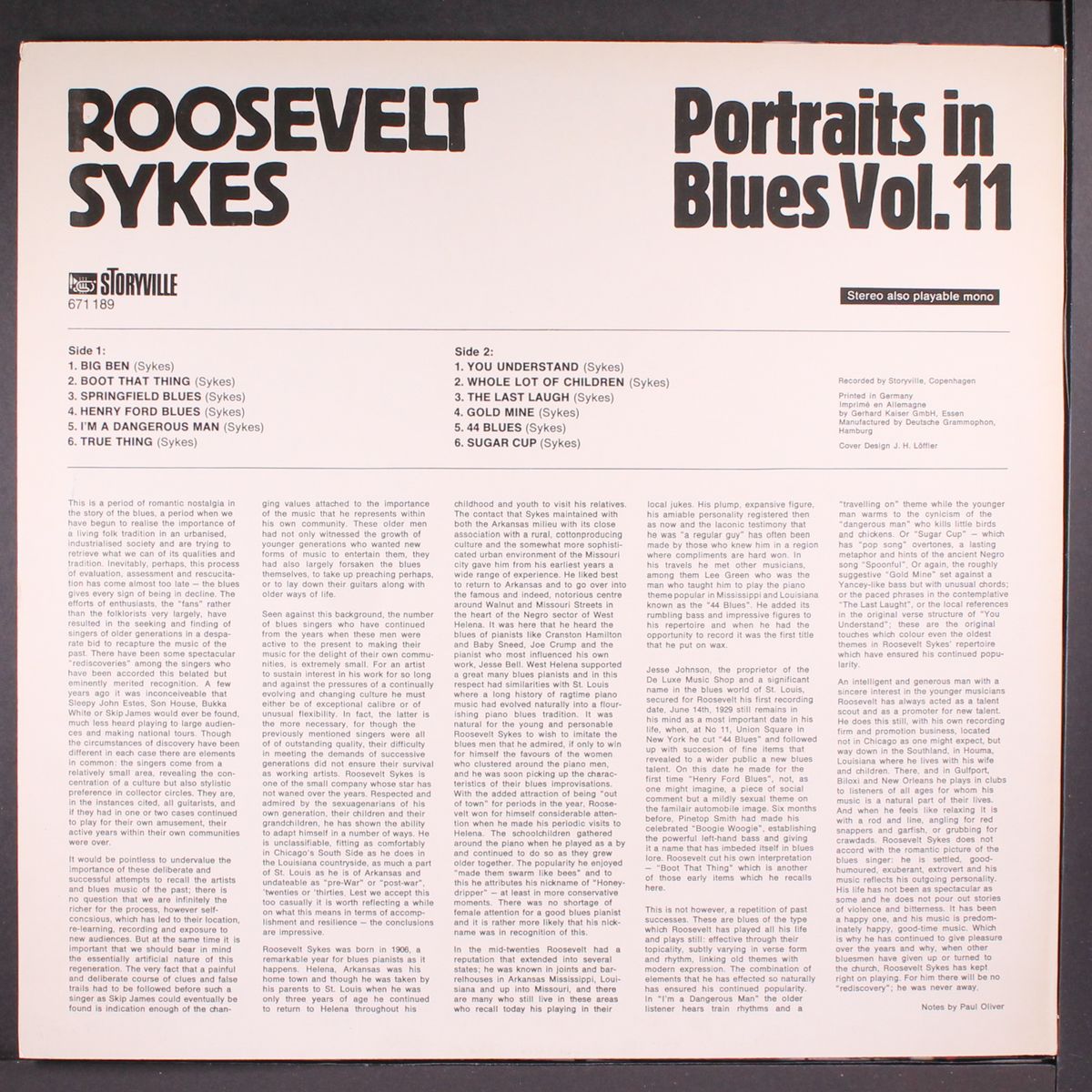 portraits in blues, vol. 11 by ROOSEVELT SYKES