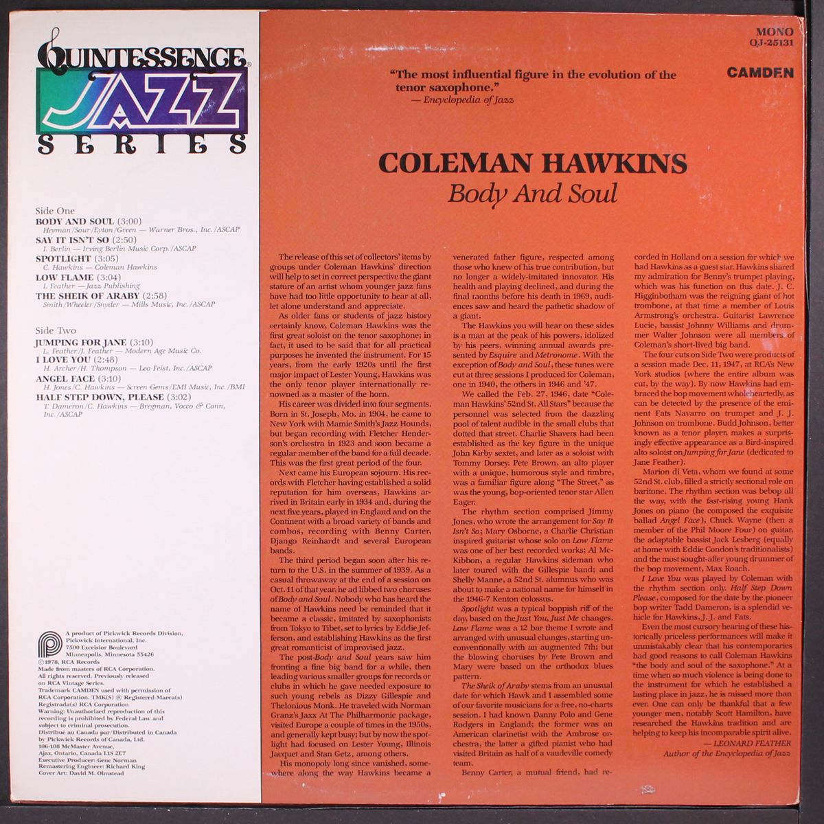 body and soul by COLEMAN HAWKINS