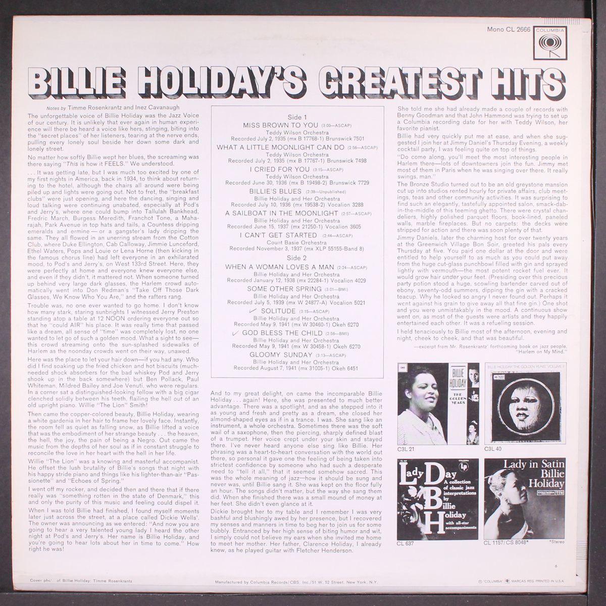 greatest hits by BILLIE HOLIDAY