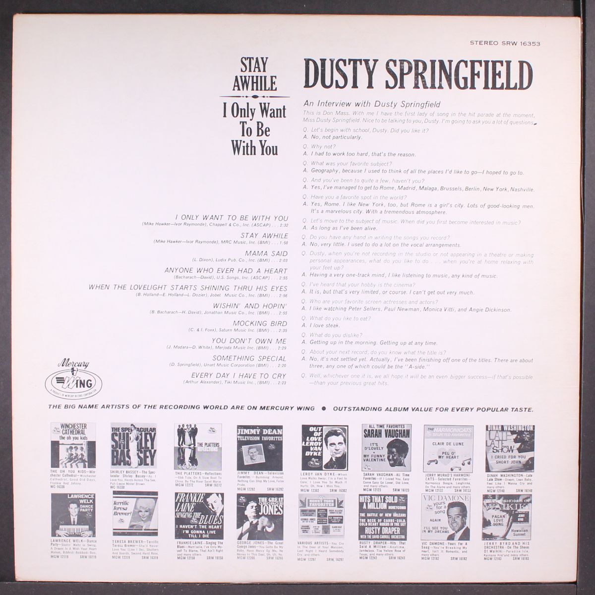 stay awhile / i only want to be with you by DUSTY SPRINGFIELD
