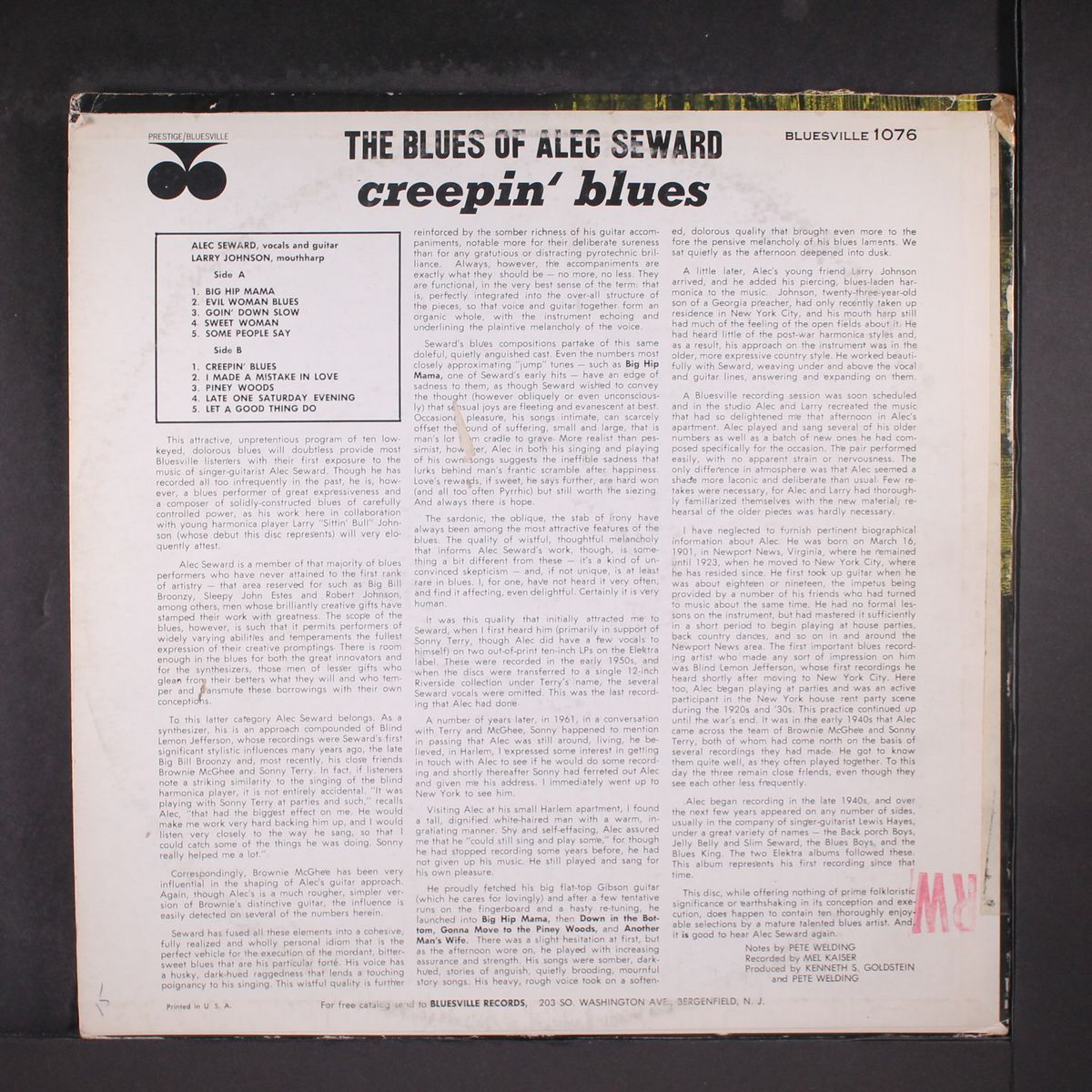 creepin' blues by ALEC SEWARD