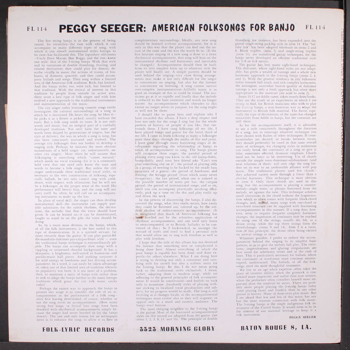american folksongs for banjo by PEGGY SEEGER
