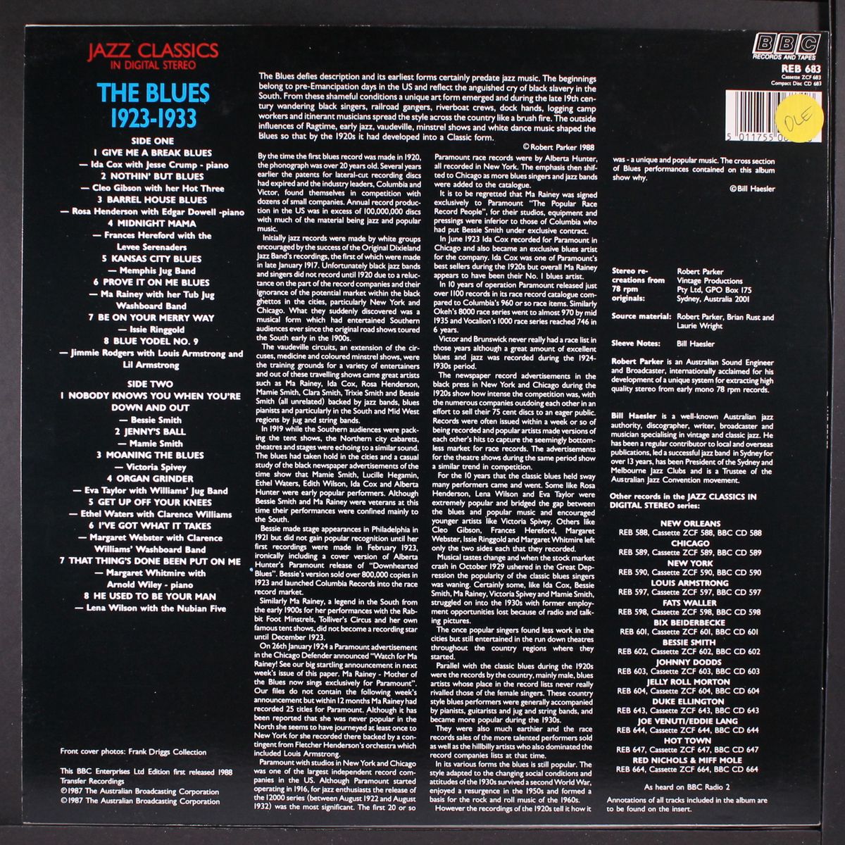 the blues, 1923 to 1933 by VARIOUS