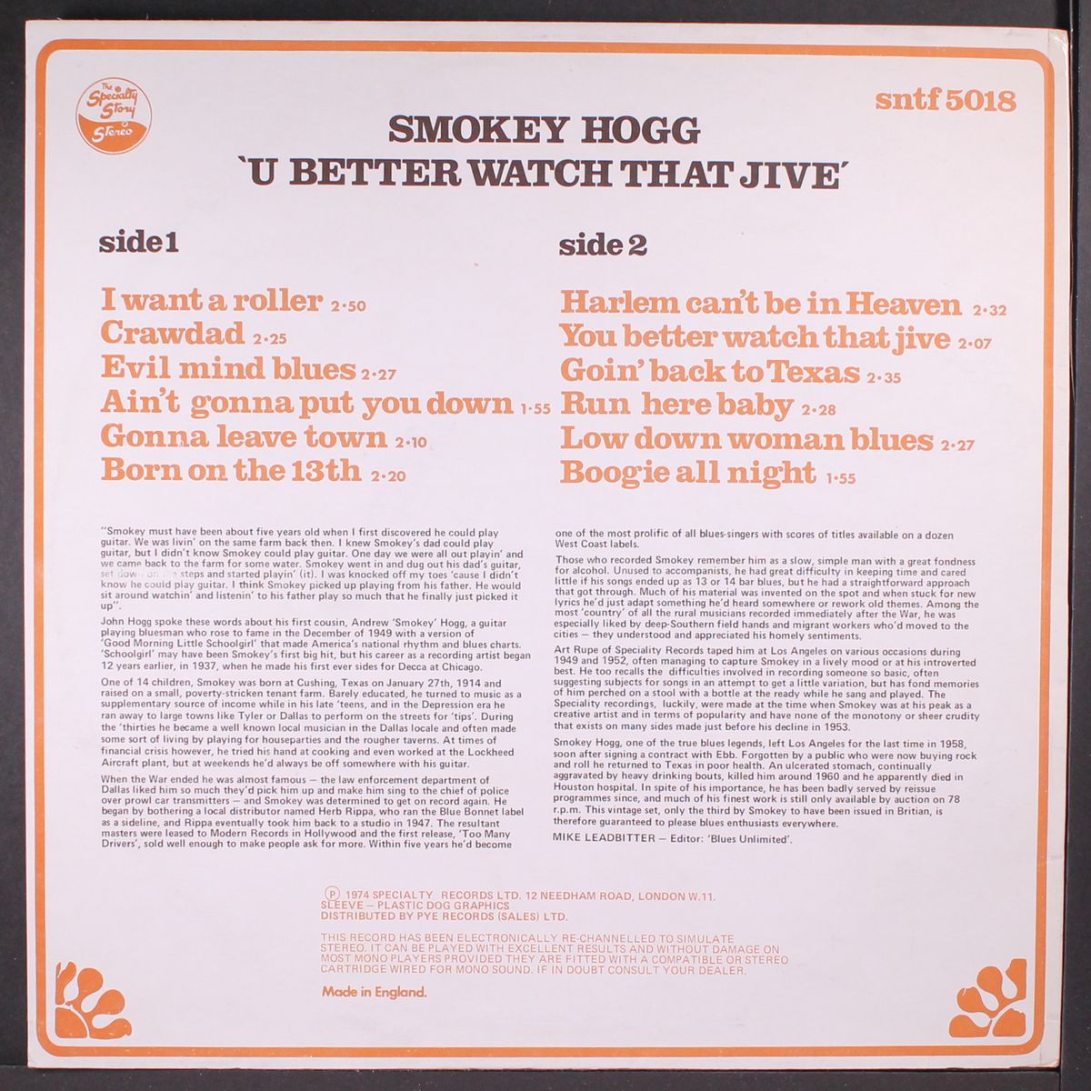 u better watch that jive by SMOKEY HOGG