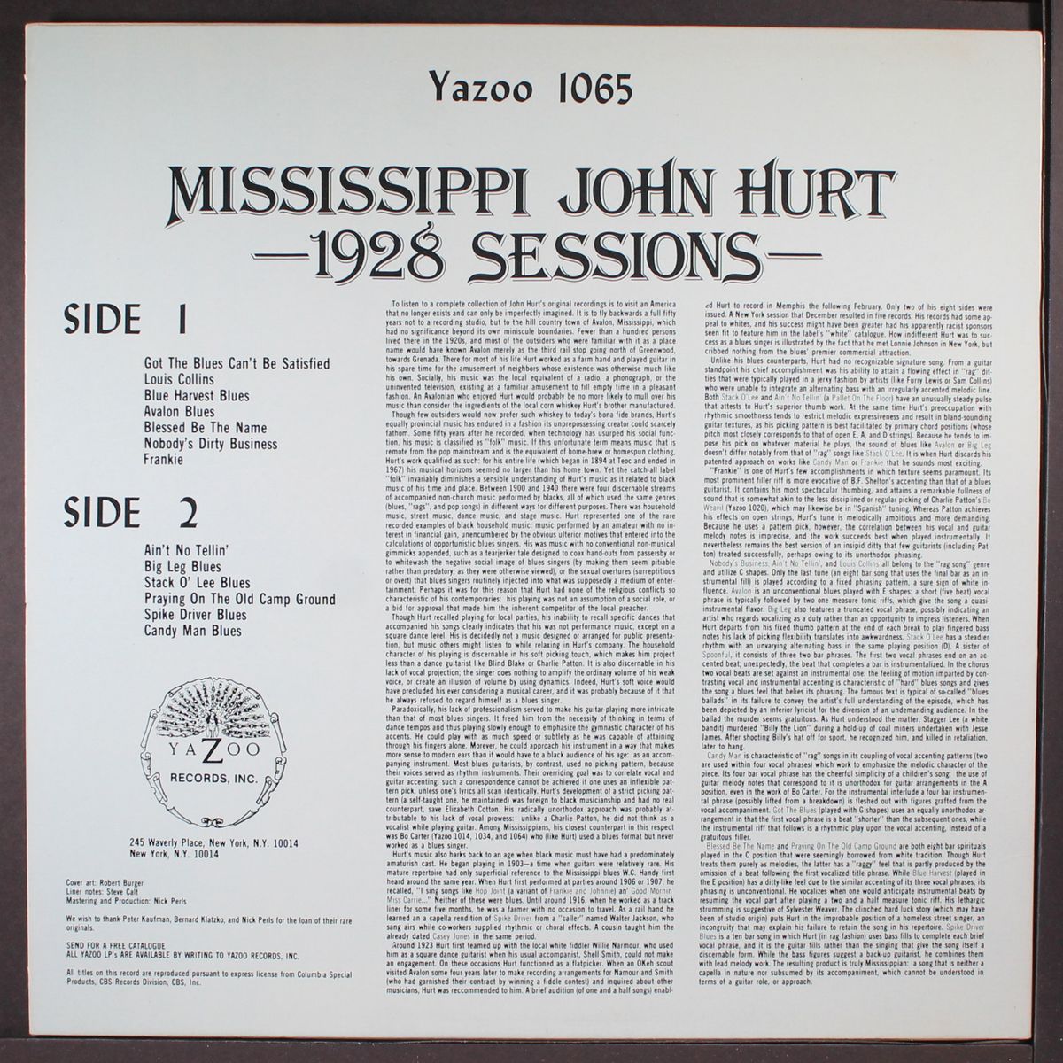 1928 sessions by MISSISSIPPI JOHN HURT