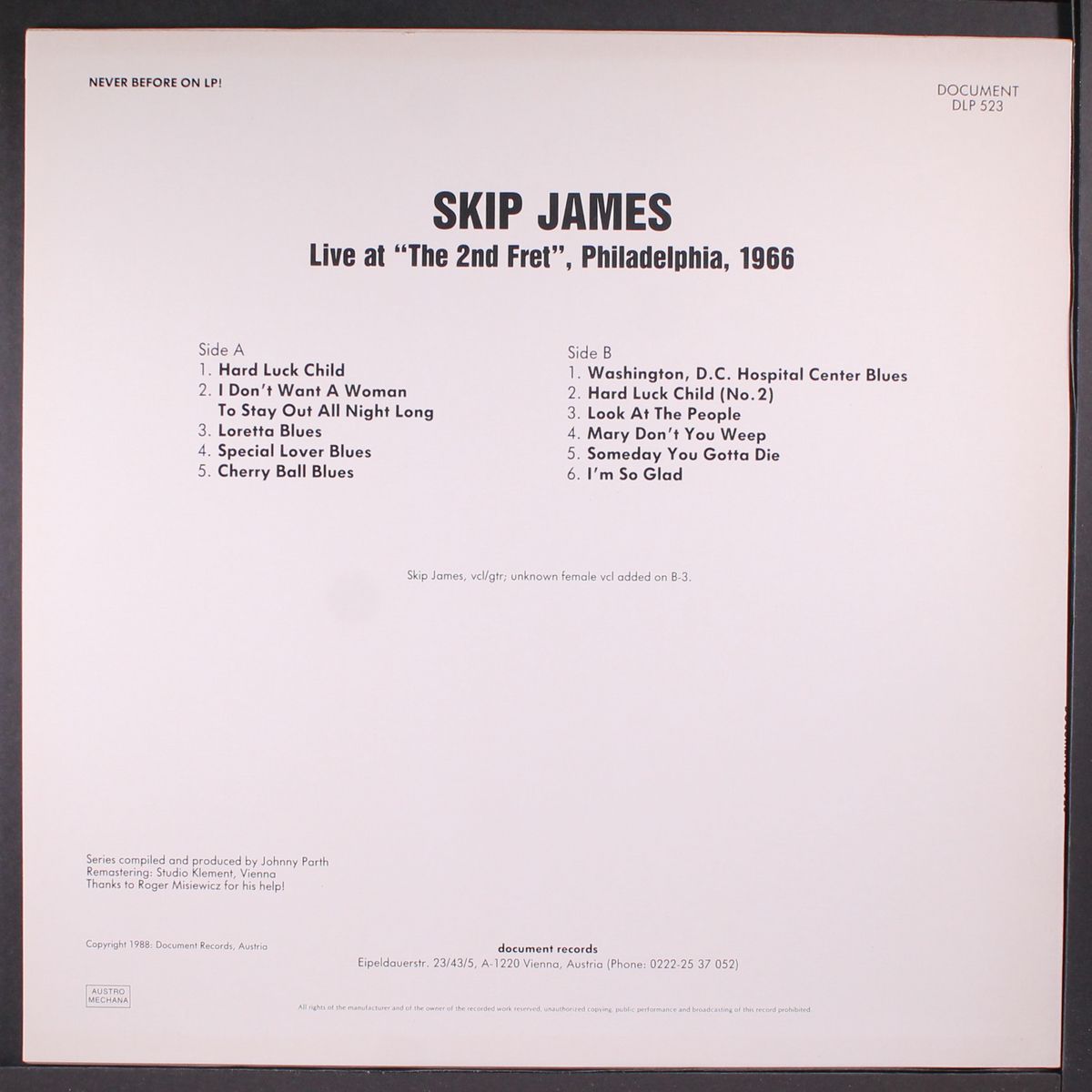 live at the second fret by SKIP JAMES