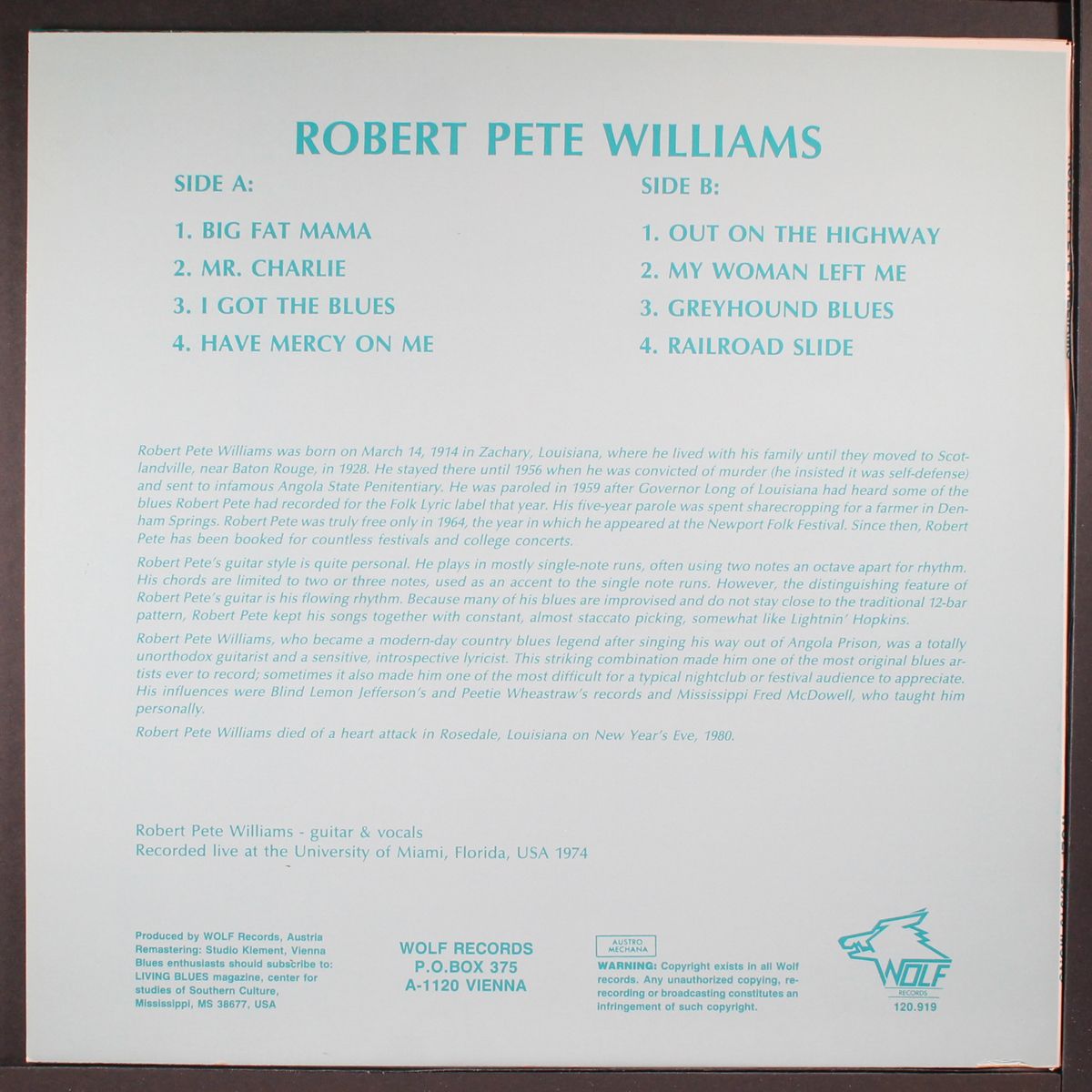 out on the highway by ROBERT PETE WILLIAMS