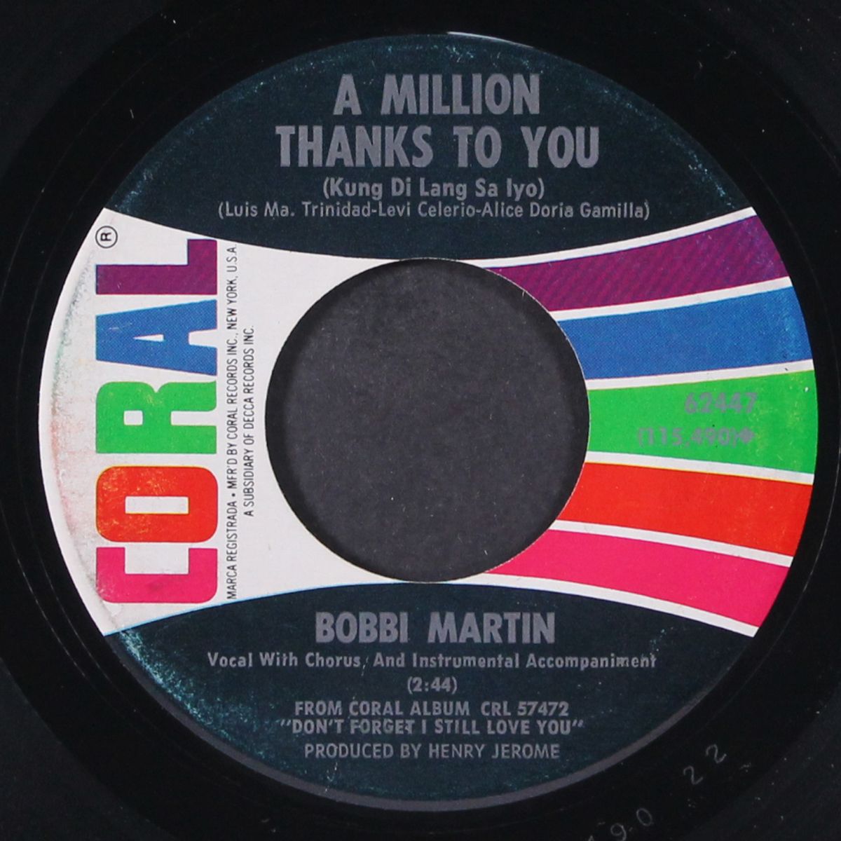 i can't stop thinking of you / a million thanks to you by BOBBI MARTIN