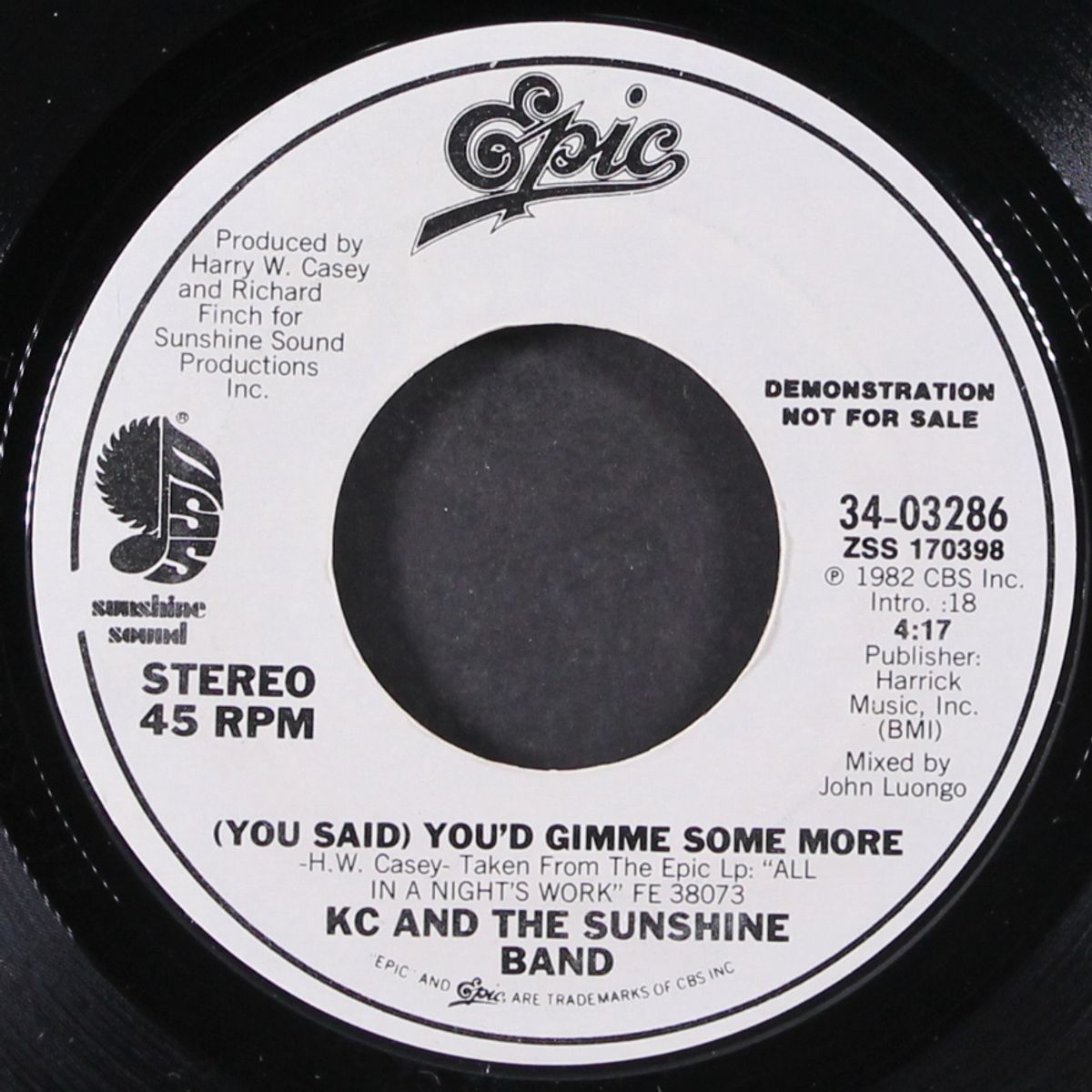 (you said) you'd gimme some more / same by KC AND THE SUNSHINE BAND