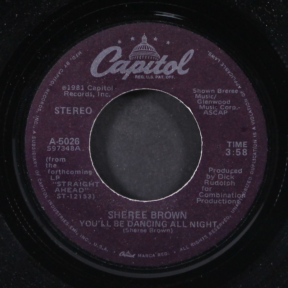 you'll be dancing all night / straight ahead by SHEREE BROWN