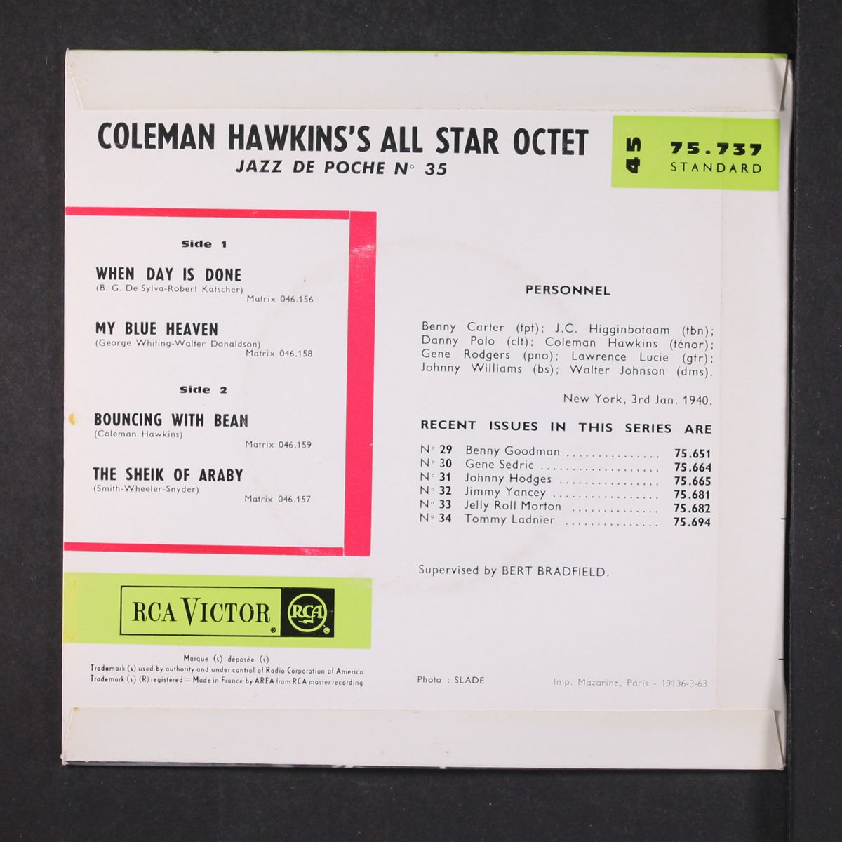 jazz de poche #35 by COLEMAN HAWKINS