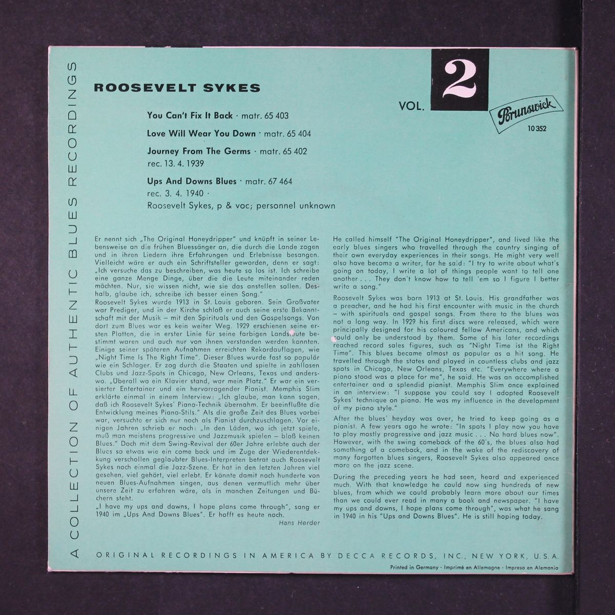 this is the blues vol. 2 by ROOSEVELT SYKES