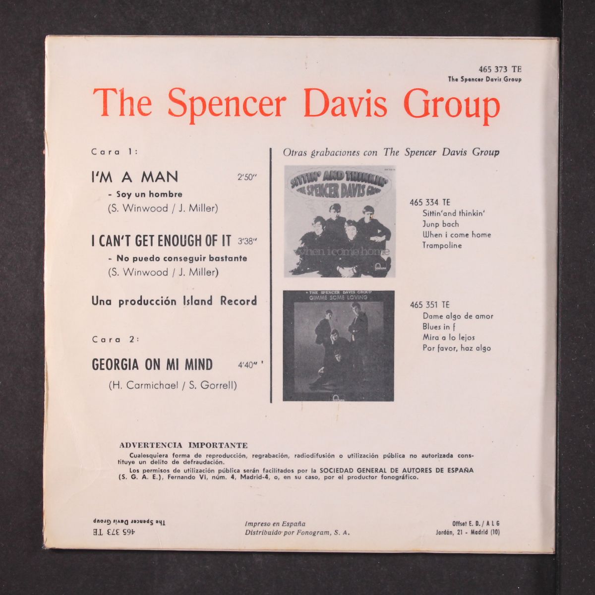 georgia on my mind +2 by SPENCER DAVIS GROUP