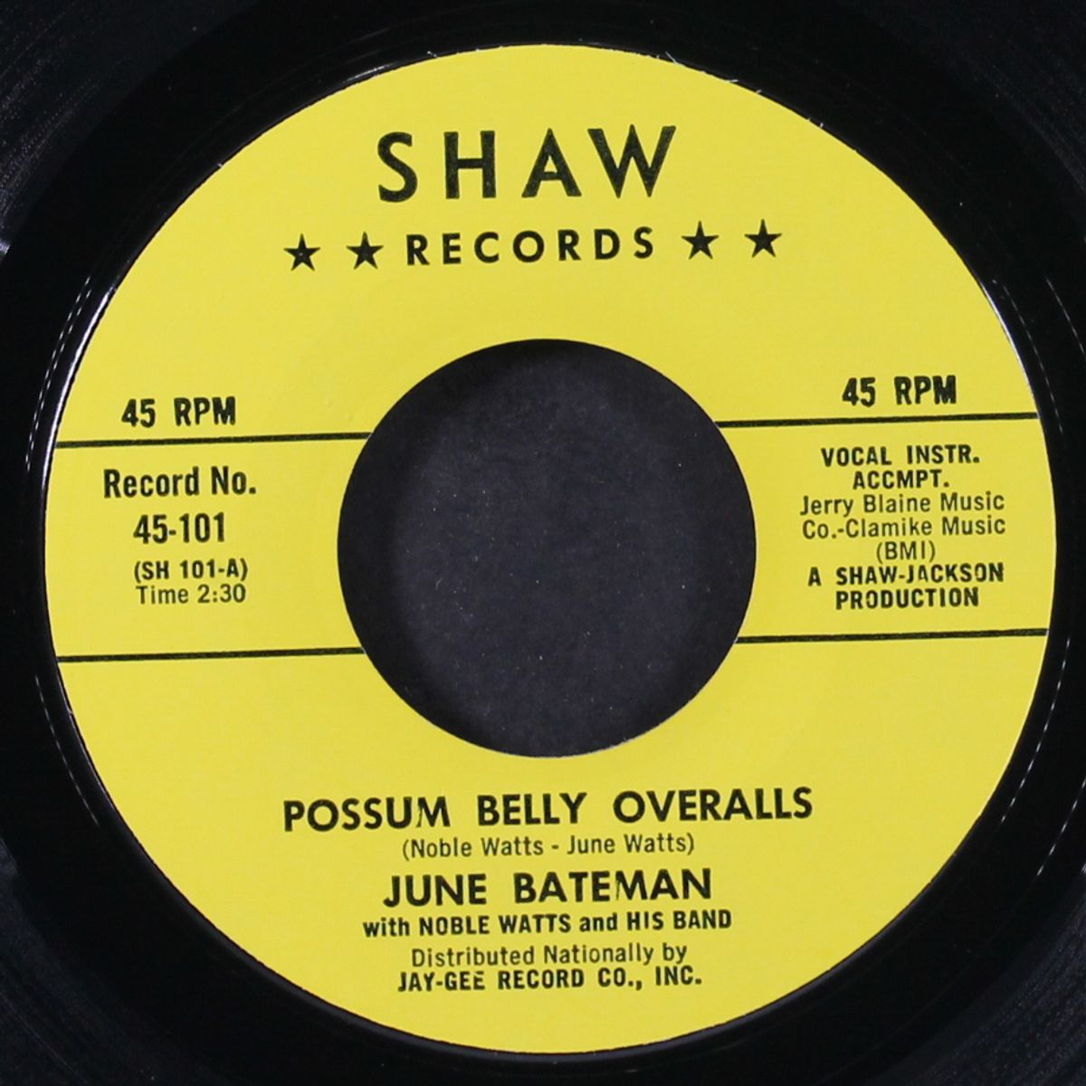 possum belly overalls / go away mr. blues by JUNE BATEMAN