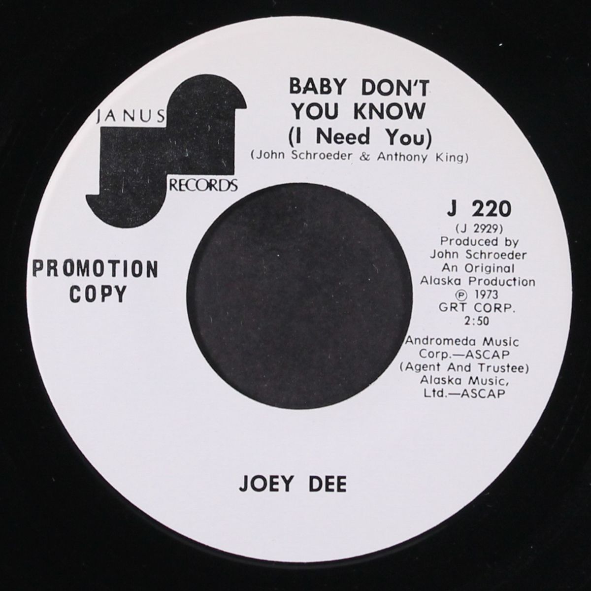 baby don't you know / half moon by JOEY DEE