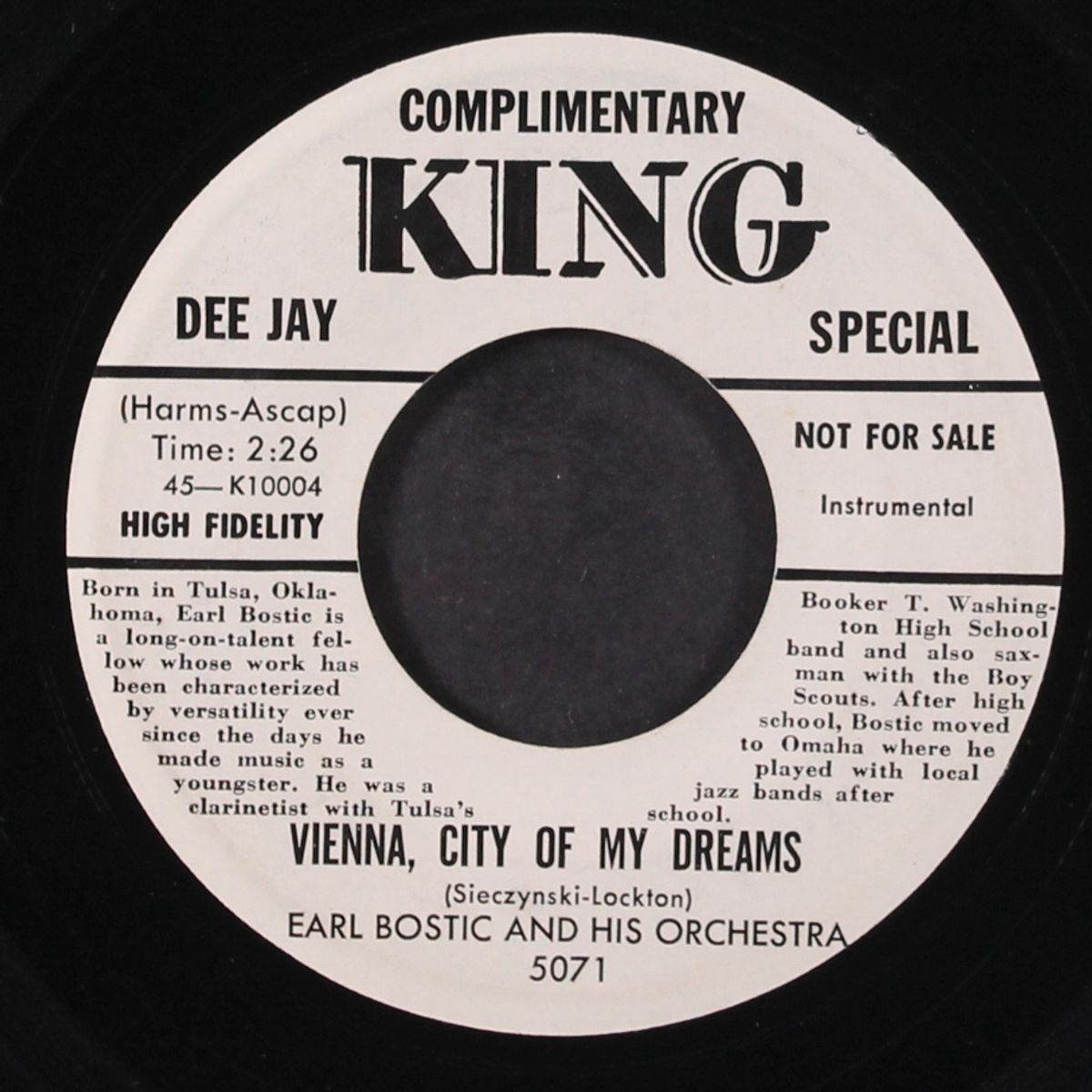 vienna, city of my dreams / just too shy by EARL BOSTIC