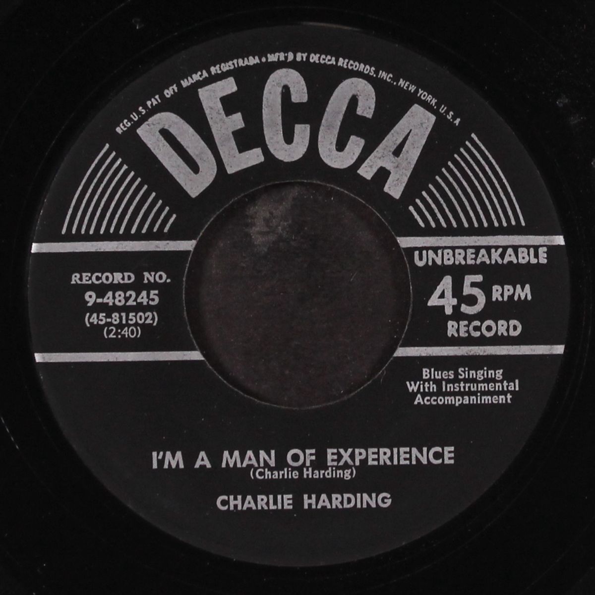 i'm a man of experience / peach tree boogie by CHARLIE HARDING