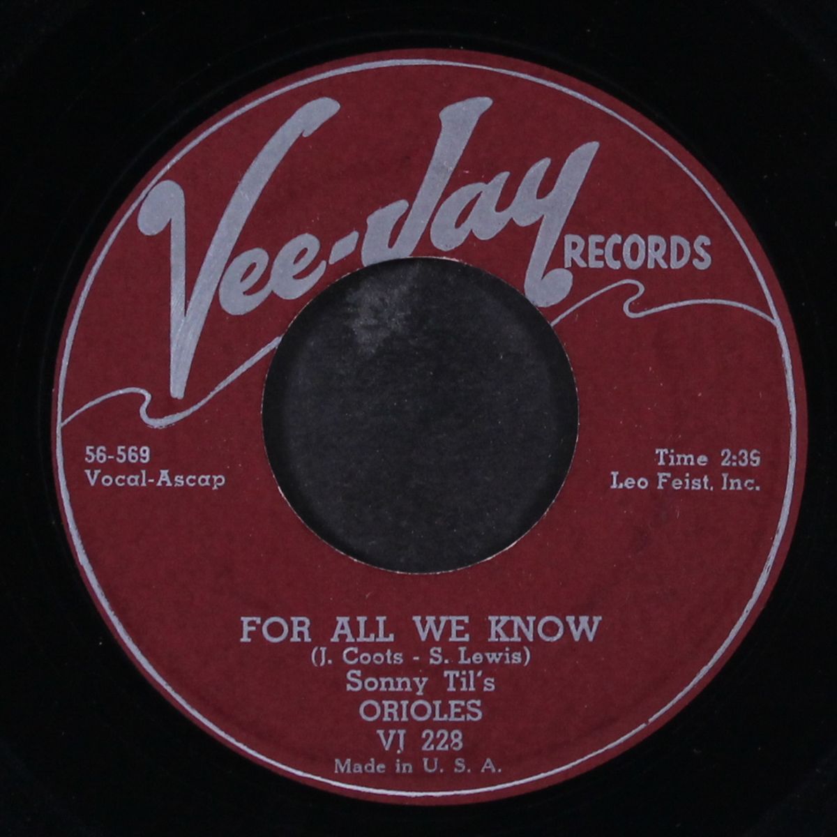for all we know / never leave me baby by ORIOLES
