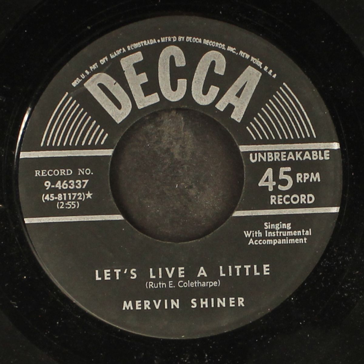 if teardrops were pennies / let's live a little by MERVIN SHINER