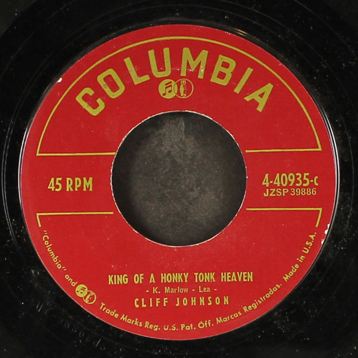 just a memory of you / king of a honky tonk heaven by CLIFF JOHNSON