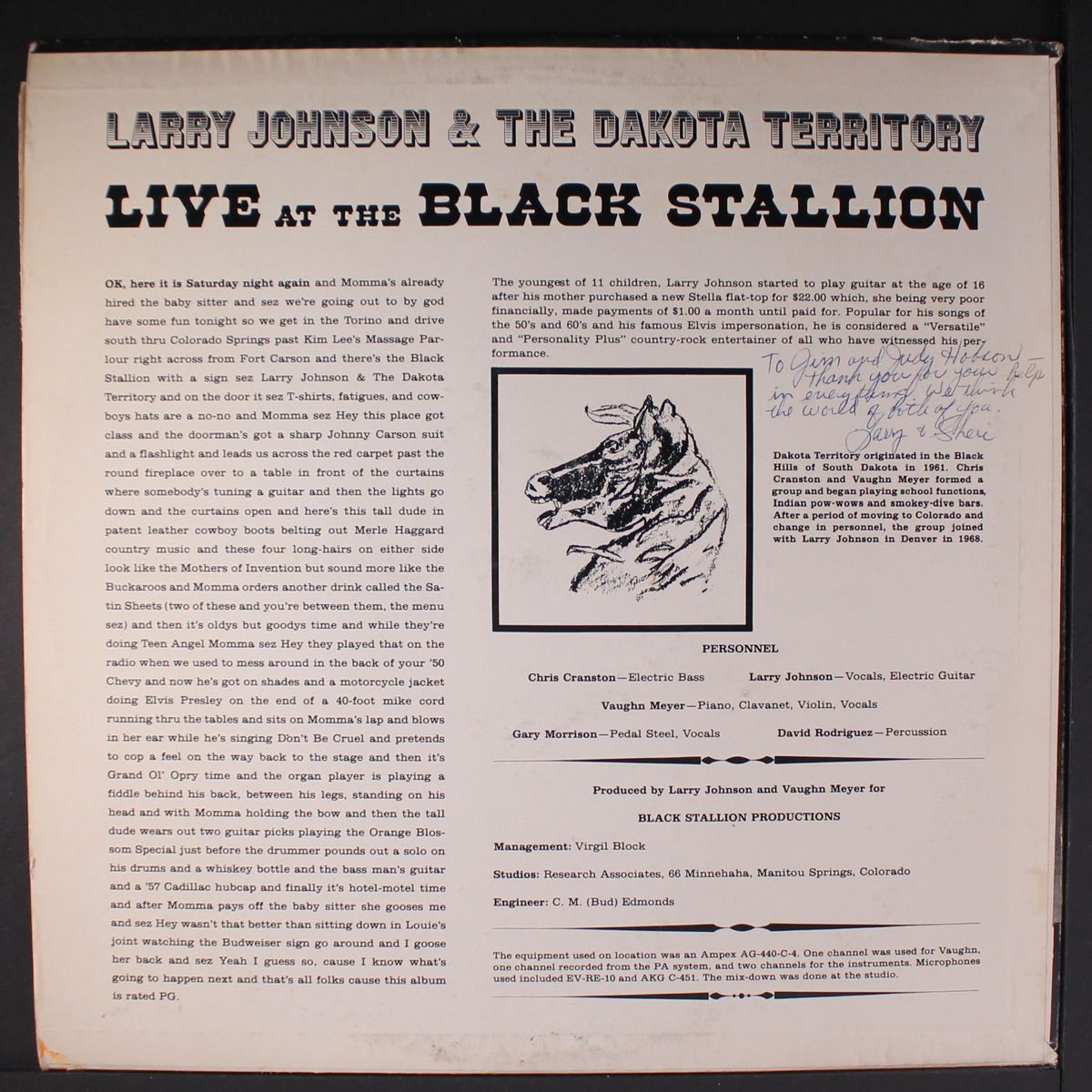 live at the black stallion by LARRY JOHNSON & DAKOTA TERRITORY