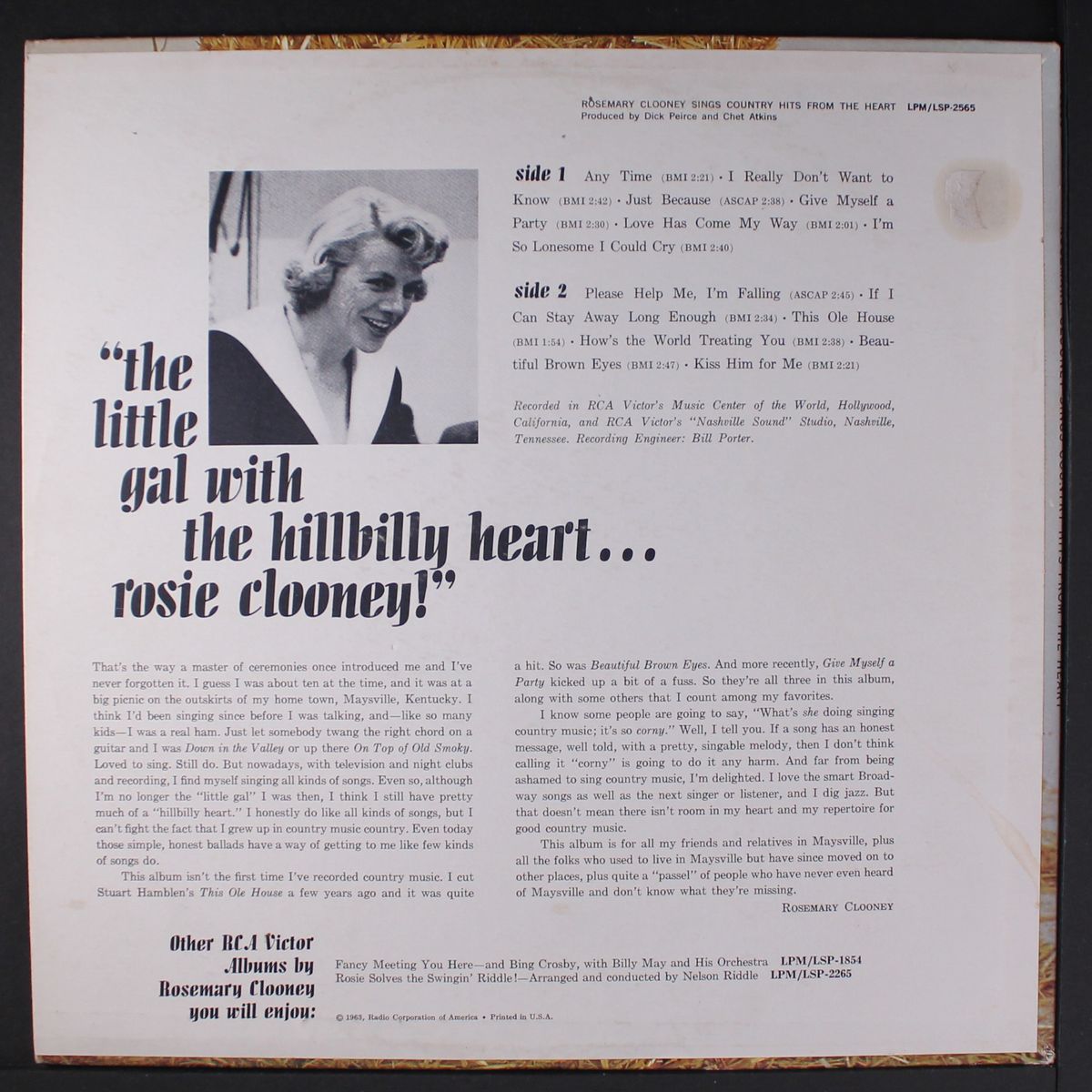 sings country hits from the heart by ROSEMARY CLOONEY