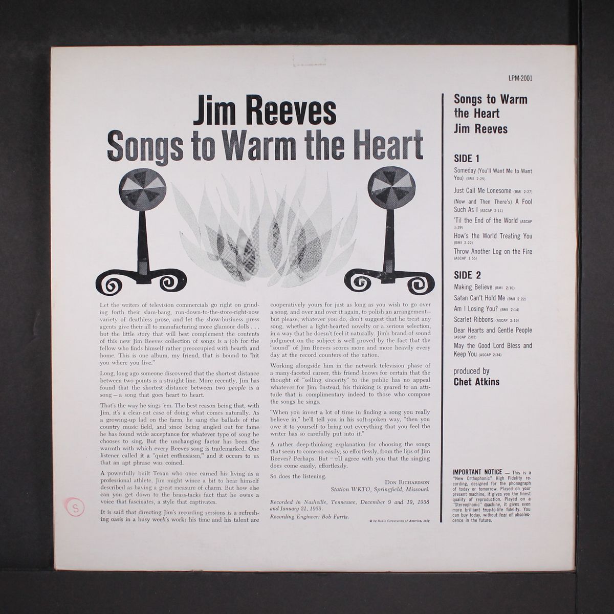 songs to warm the heart by JIM REEVES
