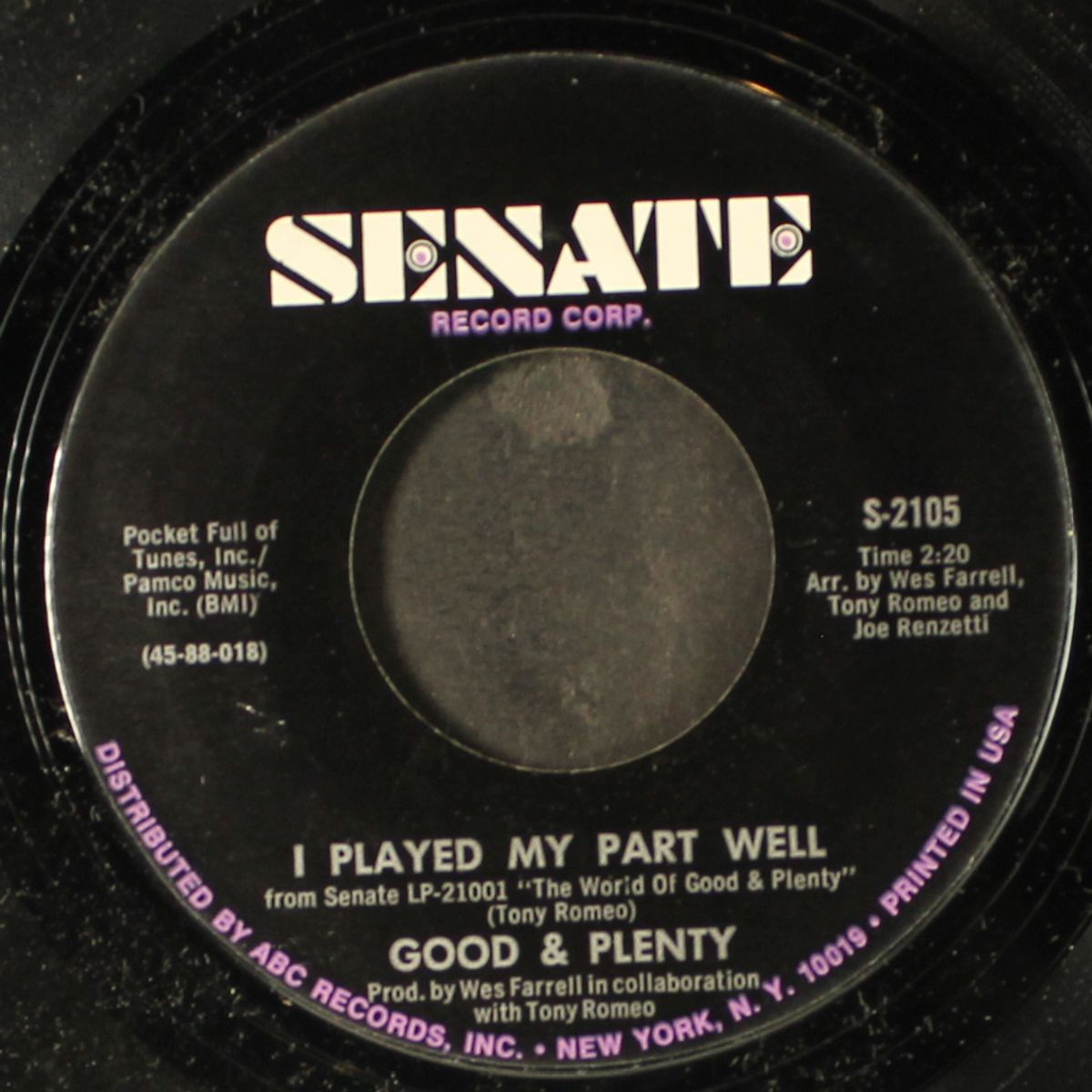 living in a world of make believe / i played my part well by GOOD & PLENTY